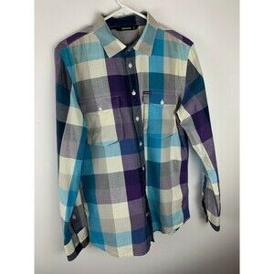 Makia Mens Plaid Shirt Size S Button Front Long Sleeve 100% Cotton